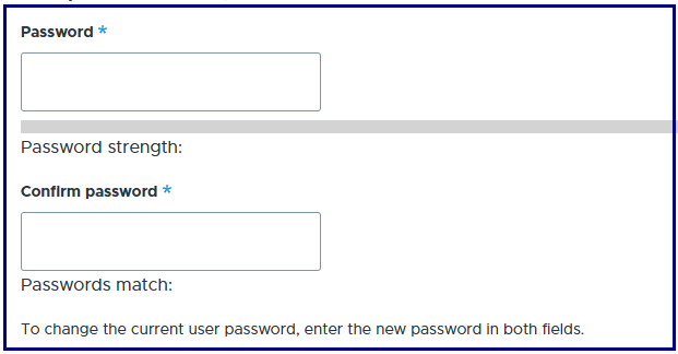 New password fields