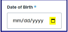 Date of Birth calendar