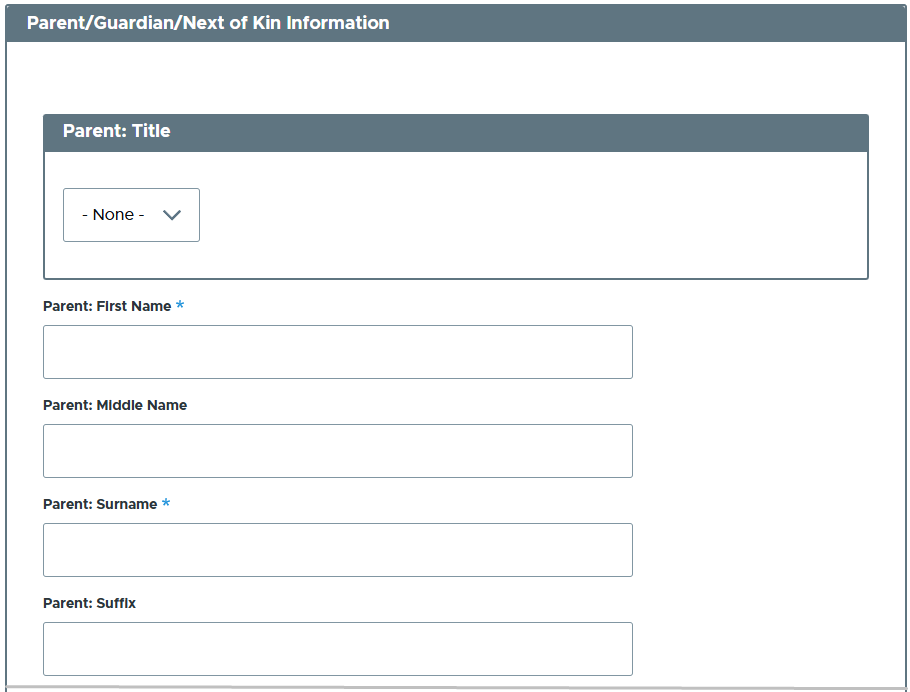 Parent/Guardian/Next of Kin